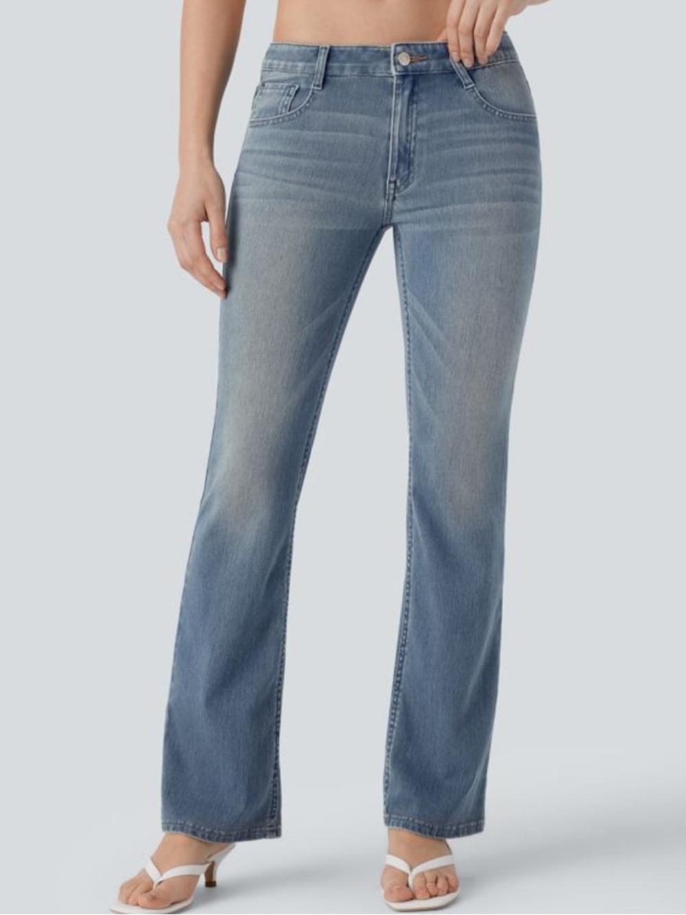 Halara Flex™ Low Rise Pockets Washed Casual Bootcut Jeans